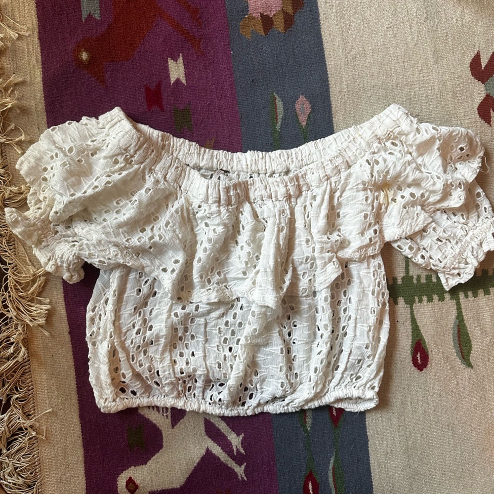 Free people White Eyelet Off-Shoulder Top M